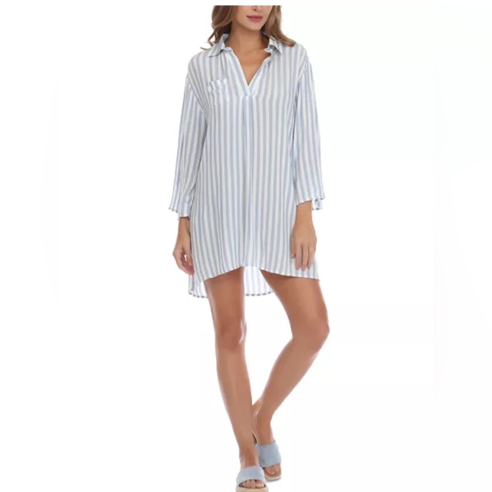 RAVIYA EUC Women's Striped Swim Cover-Up Tunic - Picture 2 of 6